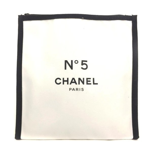 CHANEL Logo No.5 Canvas Cosmetic Pouch Bag /1G0818 - Picture 1 of 8